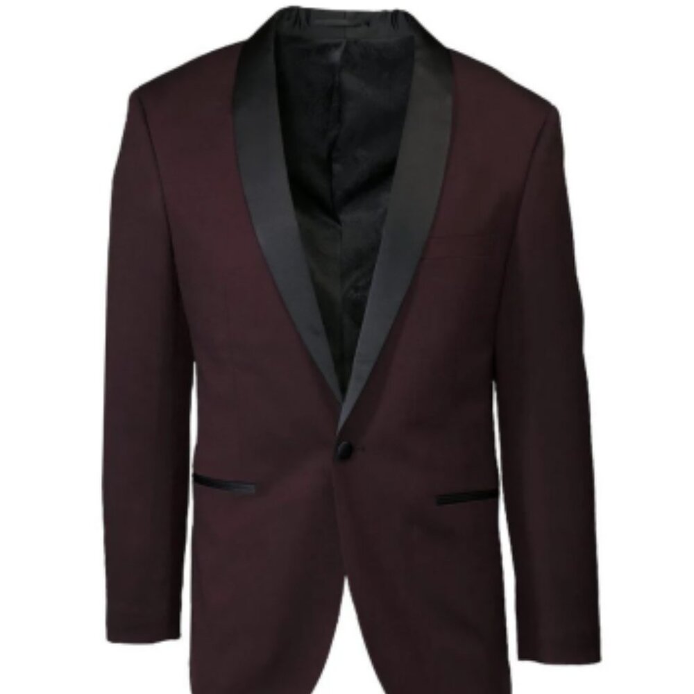 New Burgundy Pindot Slim Fit Shawl Tuxedo Jacket Only